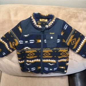 Wrangler Boys’ 4T Fleece Sherpa Jacket Tribal Aztec Navy & Mustard